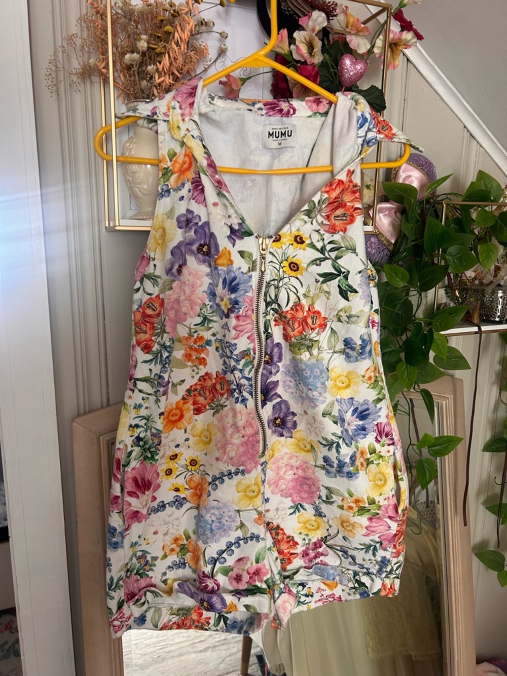 Show Me Your MuMu ivory botanical reno romper sz M - Picture 5 of 8